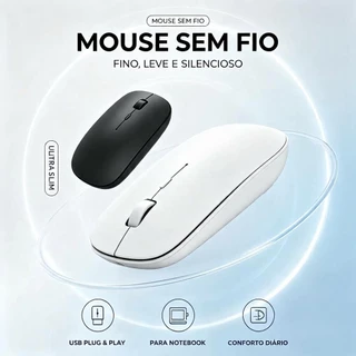 Mouse Slim Sem Fio Silencioso 1600DPI USB 2.4GHz Wireless Portátil Para Notebook Laptop PC Computador