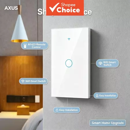 AXUS Para Interruptor de Parede Inteligente WiFi Tuya 1 2 3 4 Gang Painel Touch Fio Neutro Sem Fio Neutro Controle por