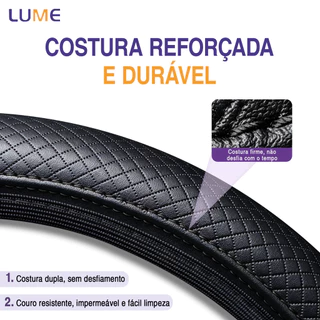 Capa De Volante Em Couro Premium Instalação Fácil Costura Esportiva Universal Antiderrapante Carro