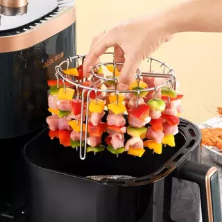Suporte de Espeto Vertical para Churrasco, Acessório para Air Fryer, Aço Inoxidável Removível 12/24, Fácil de Usar