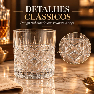 Jogo de Copos Whisky Kit 6/12 Copos 320ml Vidro Elegante para Drinks Bar e Presente