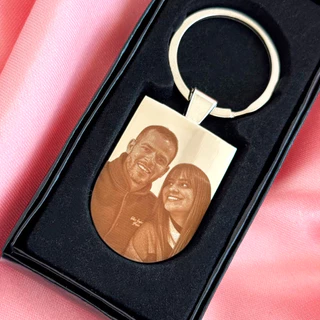 Chaveiro Com Foto Personalizado + Frase Aço Inox Com Caixa de Presente