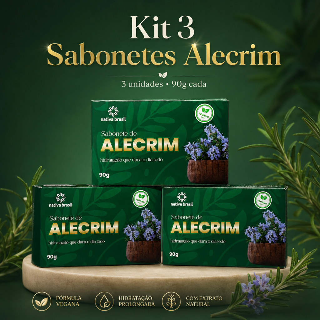 Kit 3 Sabonetes Veganos de Alecrim Nativa Brasil