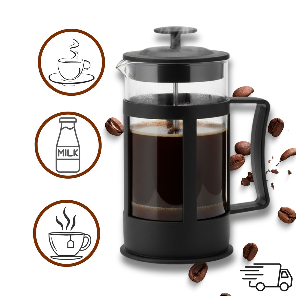 Prensa Francesa Vidro Resistente Café Gourmet 350ml Chá Leite Espumado Filtro Café Malha Fina Manual Artesanal