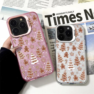 Capinha anti impacto de biscoitos de natal para iPhone 11 12 13 14 15 16 pro max 14 plus 16 plus xr xs max