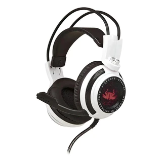 Fone de Ouvido Over-ear Gamer Knup KP-400 Cor Branco e Preto Com luz LED