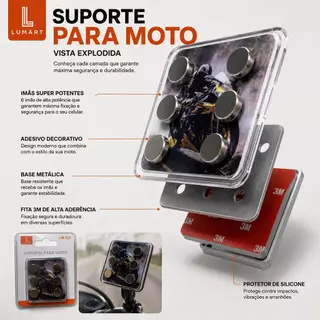 Suporte de Celular para Moto com 6 Ímãs Super Fortes – Fixação Magnética