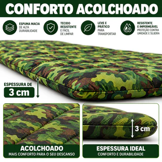 Colchonete Acampamento Camping Casal 190x130 ou Solteiro 190x60 Camuflado Portátil Leve Multi Uso