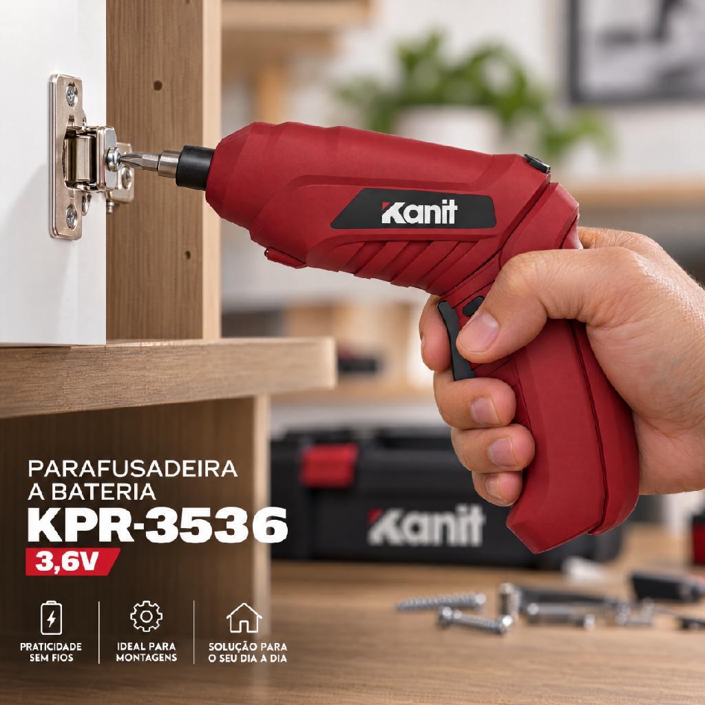 Mini Parafusadeira Sem Fio bateria 3,6V com 2 posições Recarregável USB Tipo-C Kanit