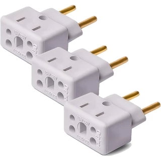 Genérico Kit com 3 Adaptadores Tomada Bob Esponja Benjamin, Plugue Bivolt 110v 220v, 10A 20A, Pino Grosso Amarelo
