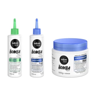 Kit com 2 Tônicos Crescimento Acelerado e Antiqueda + Máscara de Hidratação SOS Bomba Salon Line em Oferta na Shopee