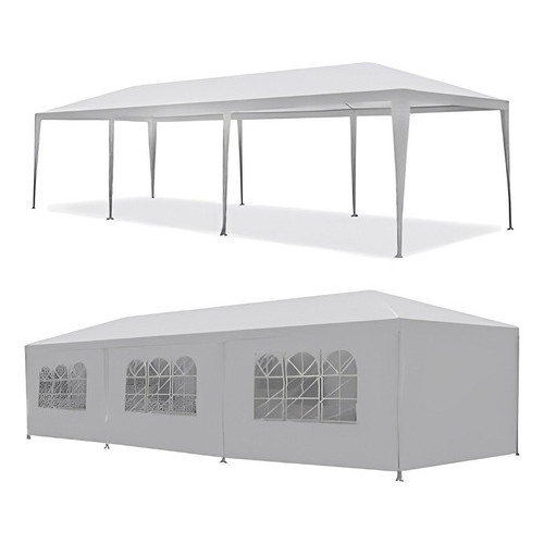 Gazebo Montável 3x9 Branco Com Paredes e Porta Importway Ideal Para Eventos Festas Camping Praia