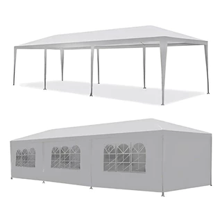 Gazebo Montável 3x9 Branco Com Paredes e Porta Importway Ideal Para Eventos Festas Camping Praia