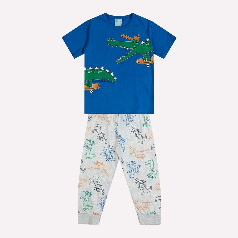 Pijama Infantil Menino Kyly Brilha no Escuro Estampa Jacaré Skate ...