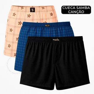 Samba Canção Micro Fibra Pijamas Masculino Short Cueca Fresquinho Dormir em Oferta na Shopee