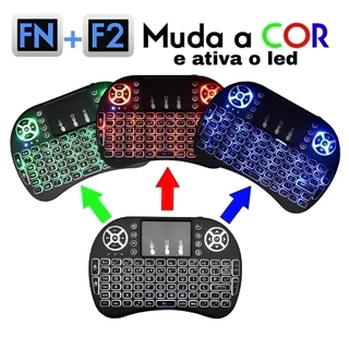 Mini Teclado Keyboard Sem Fio Wireless Iluminado Luz Led Mouse Preto Teclado