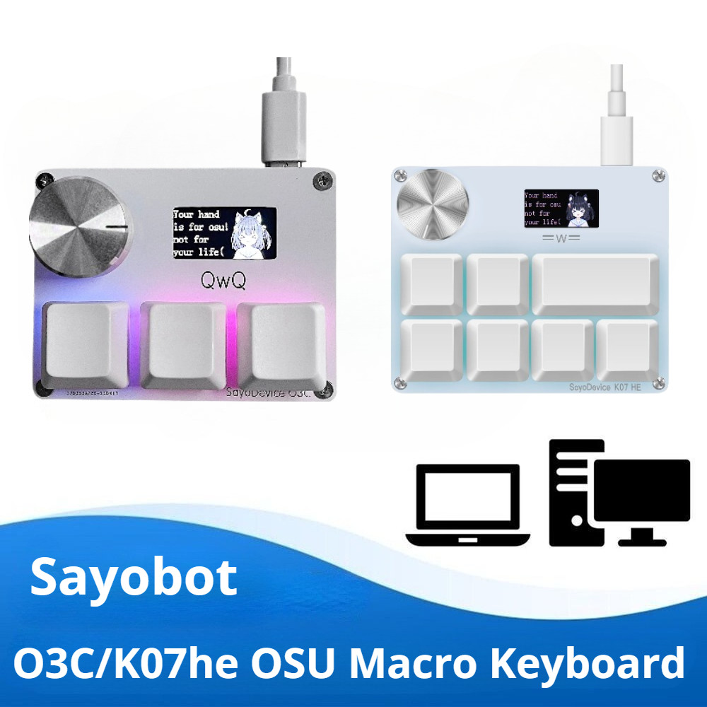 Sayobot O3C/K07HE OSU Teclado Macro Mecânico IPS Tela Colorida