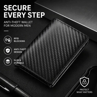 5 Kit Carteira Anti Furto Preta Qualidade Superior Duravel Compartimentos Seguros Grande Capacidade Leve E Portatil