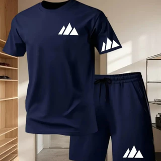 Conjunto Kit Masculino Camiseta Short Tectel Estiloso Camisa Algodão Três Listras