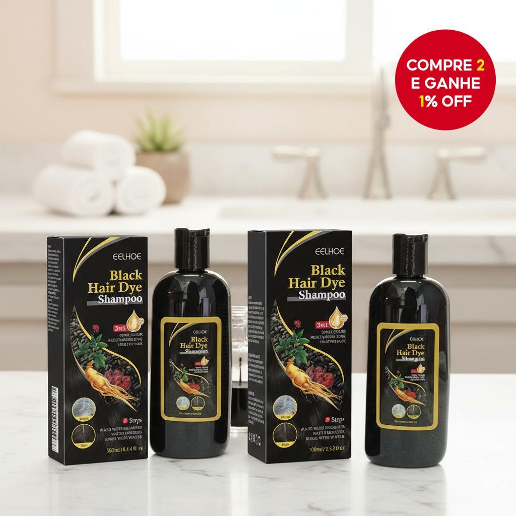 Shampoo de Tintura de Cabelo Preto 3 em 1 Nutritivo Profundo para ...