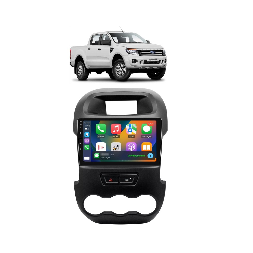 Kit Multimídia Ranger 2012 / 2016 Flex XL Android 9 Pol 2/32Gb Carplay ...