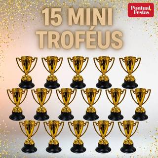 Kit 15 Mini Troféus Base Preta Lembrancinha Premiação Festa | Shopee Brasil