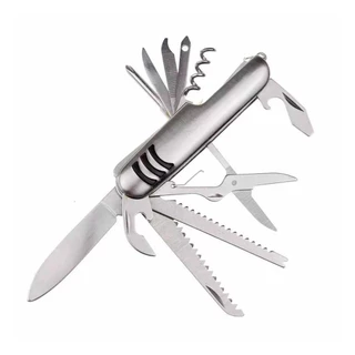 Canivete Multifunções Inox 11 Funções Multifuncional Camping Pesca Suíço Chaveiro Sobrevivência