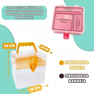 Mini Maleta Organizadora De Plástico Resistente Multiuso - Para Maquiagem E Acessórios