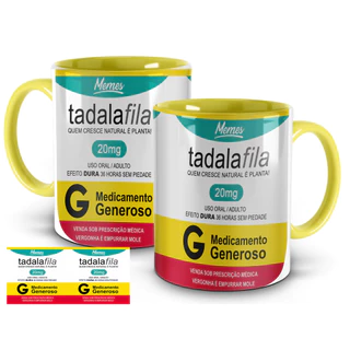 Caneca Meme Tadalafila 20mg Engraçada Presente Criativo Masculino para Homem 325ml
