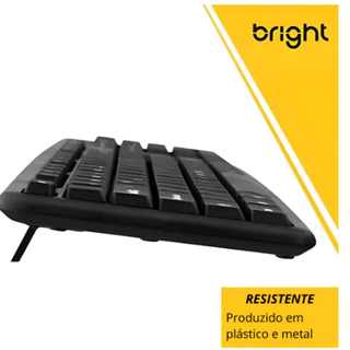Teclado Bright 0014 USB Preto | Padrão ABNT2 – Design Ergonômico para Escritório e Escola