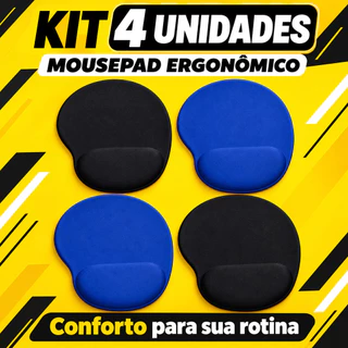 Mousepad Gamer Para Estudo Kit 4 und Com Apoio De Punho Pulso Mouse Pad Ergonomico Confortável