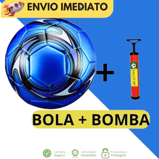 KIT BOLA + BOMBA de Futebol Campo Nº 5 Costurada PVC Com Cores Variadas P/ Treino E Jogo Oficial