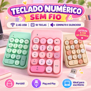 Teclado Numérico Mini Sem Fio MOFII X910 2.4GHz USB 18 Teclas Silencioso Portátil Para Notebook e PC