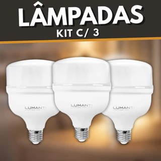 Kit 3 Lampada Led Bulbo Alta Potencia 20w 30w 40w 50w Bivolt 110/220V 6500k Luz Branco Frio