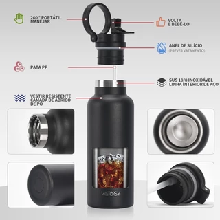 WATERSY Garrafa térmica aprimorada, capacidade de 500ml, isolamento reforçado, garrafa térmica espacial.