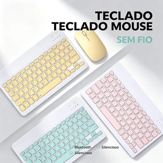 Kit Teclado e Mouse Bluetooth Recarregável para Celular, Notebook, Tablet, iPad