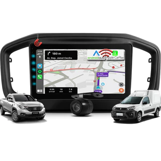 Kit Multimidia CarPlay Sem Fio Nova Strada Fiorino Partner 9 polegadas Espelhamento AndroidAuto MP5