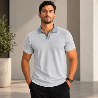 Camiseta Polo Masculina Básica Texturizada Plus Clout