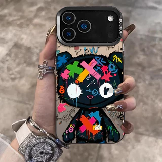 Capinha iPhone 11 12 13 14 15 16 17 Pro Max Tide personality couple black bear Aplicável ao iPhone X/Xs, XR,7+,8Plus