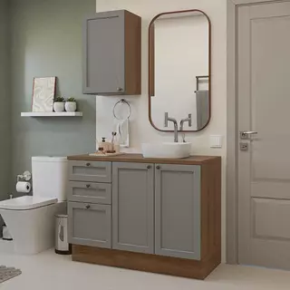 Conjunto Gabinete para Banheiro 110cm 3 Gavetas 3 Portas Vik Madesa 01 R em Oferta na Shopee