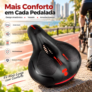 Selim de Bicicleta Espesso Confortável Amortecedor Refletivo para Passeio Urbano e Longos Percursos
