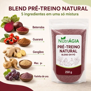 Beterraba Guaraná Mac Uva Gengibre Pré treino Natural 250g Nutriágia