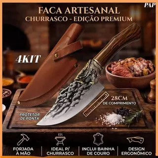 Facas Artesanais Forjadas Dragão Oriental Aço Inox Profissional Cozinha Churrasco Chef Multiuso