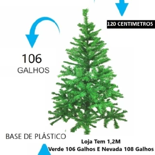 Árvore De Natal 1,2M Tradicional Verde 106 Galhos Ou Nevada 108 Galhos Apoio De Plástico Natalina em Oferta na Shopee
