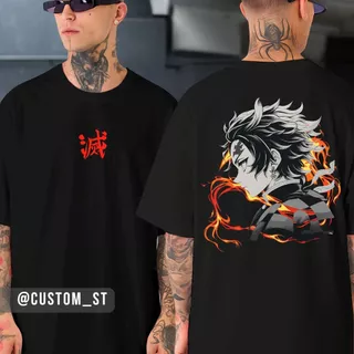 Camiseta Tanjiro Kamado Hinoe Caçador De Oni Demon Slayer Anime Otaku Caçador Kimetsu no Yaiba