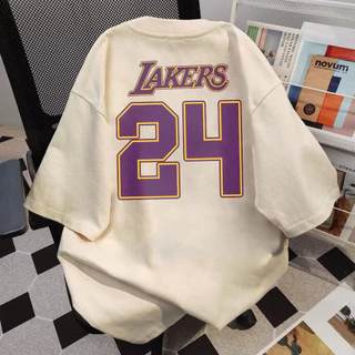 Camiseta Básica Ou Oversized Estilo Gringa Arte Basquete La Lendas 24 Number King Unissex Folgada