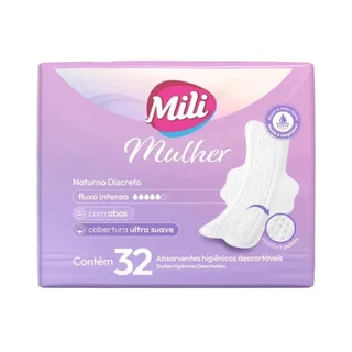 Absorvente Mili Mulher Noturno Discreto Com Abas - Embalagem com 32 Unidades em Oferta na Shopee