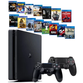 Sony Playstation 4 500gb ou 1000gb Ps4 Slim Com 1 ou 2 Manetes + Ea Fc Fifa 26 + God Raganarok + Gta 5 e muito mais