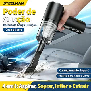 Mini Aspirador de Pó Portátil USB – Forte, Recarregável 2000mAh para Carro e Casa