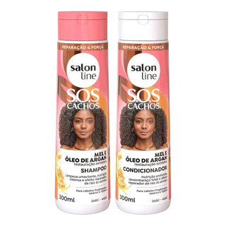 Kit Shampoo e Condicionador Mel e Óleo de Argan SOS Cachos Salon Line em Oferta na Shopee